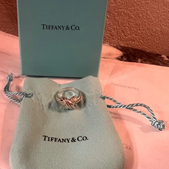 Tiffany & Co. Vintage Crossover X Ring Sterling Silver & 18K Gold Size 7.25 - Picture 3 of 9